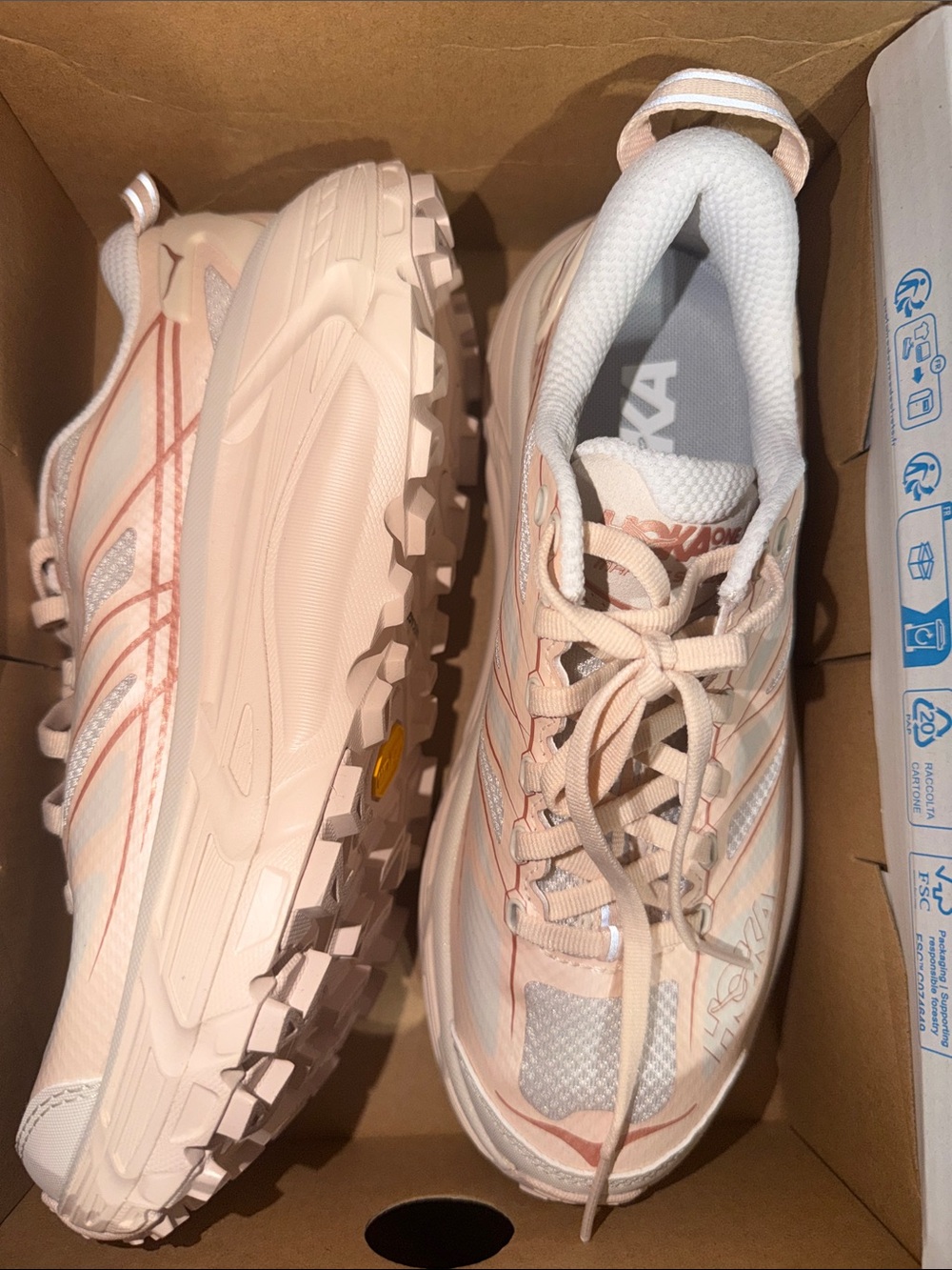 Hoka Women’s Trail Running Shoes - Pale Pink/White
